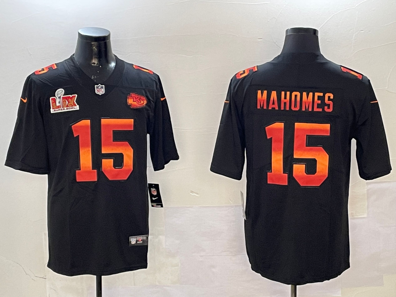 Men Kansas City Chiefs #15 Mahomes black Rainbow 2025 Nike Limited NFL Jersey style 11